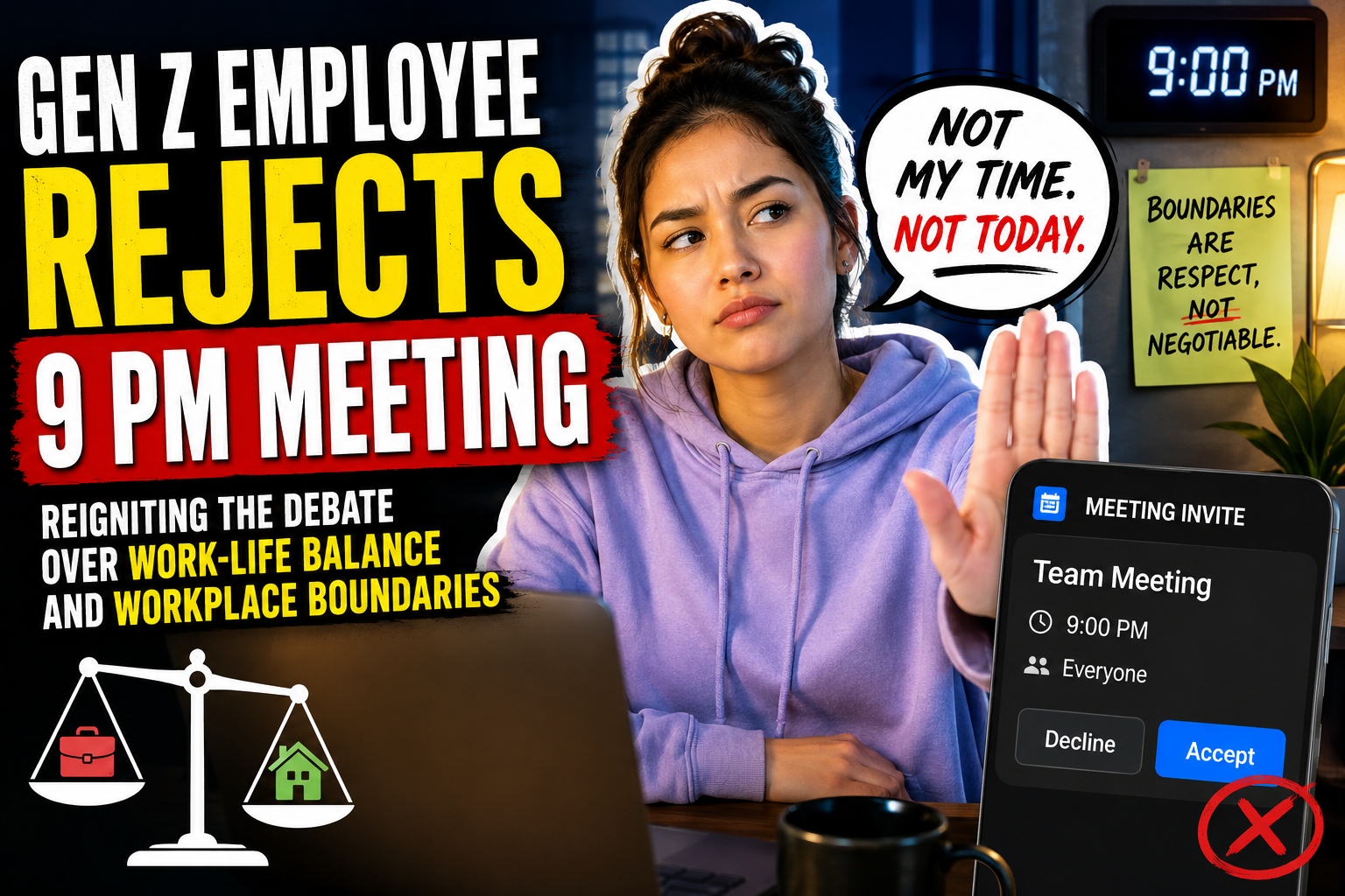 Gen Z Employee Rejects 9 PM Meeting, Reigniting the Debate Over Work-Life Balance and Workplace Boundaries