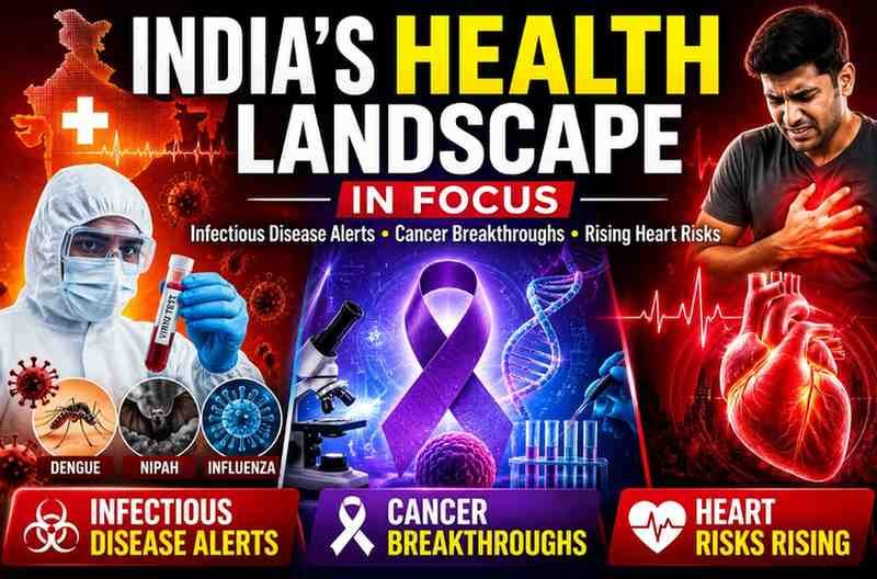 India’s Health Landscape in Focus: Infectious Disease Alerts, Cancer Breakthroughs and Rising Heart Risks