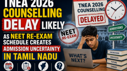 TNEA 2026 Counselling Delay Likely as NEET Re-Exam Schedule Creates Admission Uncertainty in Tamil Nadu TNEA 2026 Counselling Delay Likely as NEET Re-Exam Schedule Creates Admission Uncertainty in Tamil Nadu