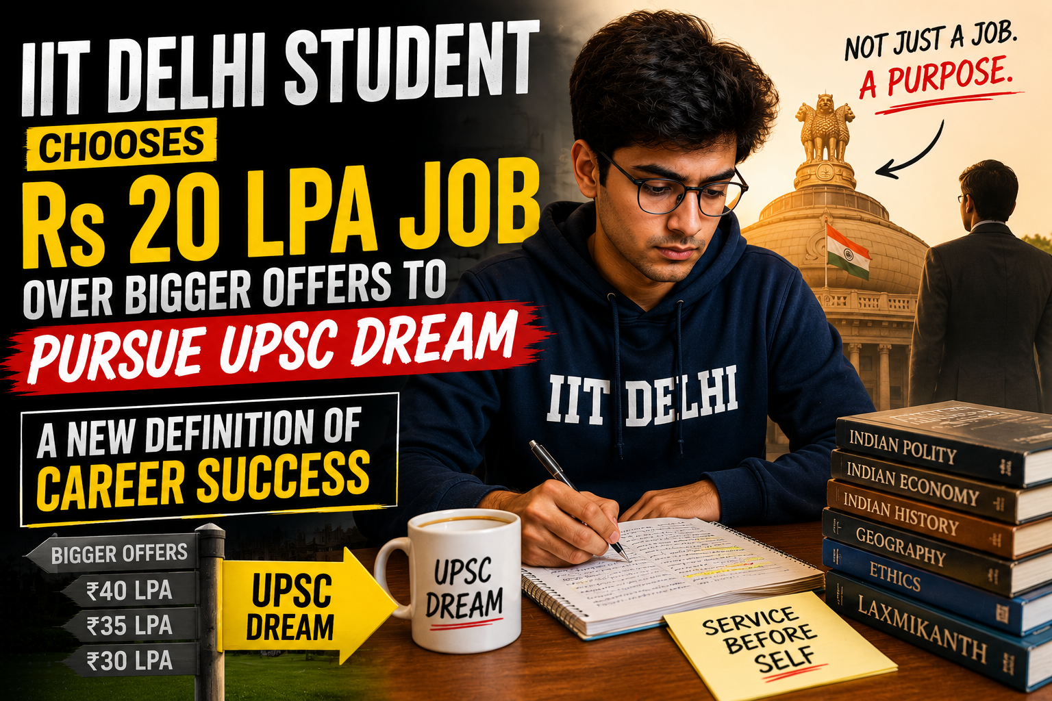 IIT Delhi Student Chooses Rs 20 LPA Job Over Bigger Offers to Pursue UPSC Dream: A New Definition of Career Success