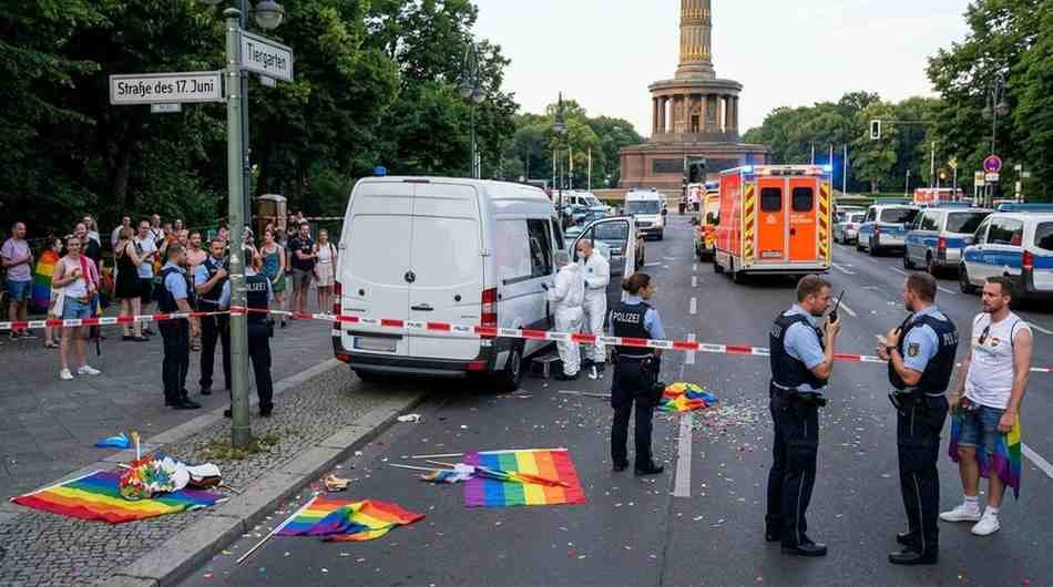 Berlin Pride van attack: German police hunt suspect after one woman killed