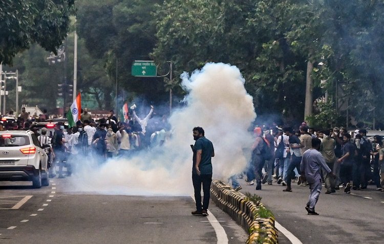 Protestors gather in support of Cockroach Janta Party and demand Union Education Minister Dharmendra Pradhan