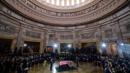 Barry Black, chaplain of the Senate, speaks during a congressional tribute to the late Sen. Lindsey Graham, R-S.C., in the Rotunda of the U.S. Capitol, Tuesday, July 28, 2026, in Washington.