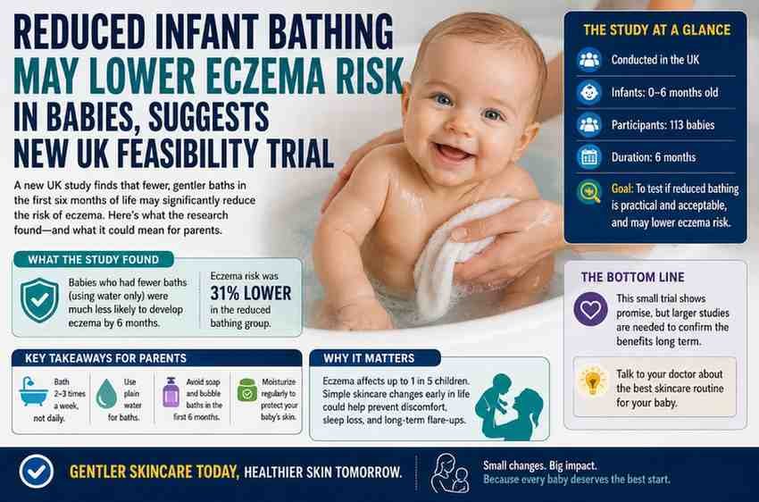 Reduced Infant Bathing May Lower Eczema Risk in Babies, Suggests New UK Feasibility Trial
