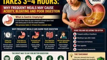 Gastric Emptying Takes 3–4 Hours: Why Frequent Meals May Cause Acidity, Bloating and Poor Digestion Gastric Emptying Takes 3–4 Hours: Why Frequent Meals May Cause Acidity, Bloating and Poor Digestion