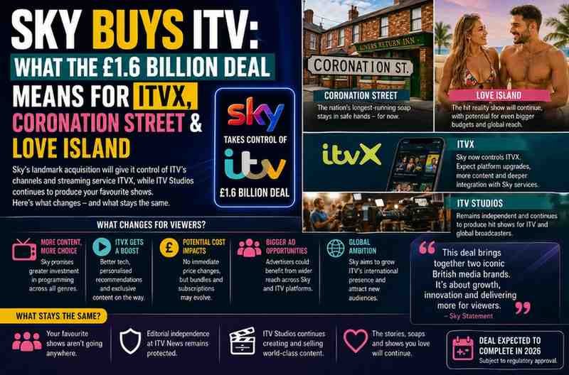 Sky Buys ITV: What the £1.6 Billion Deal Means for ITVX, Coronation Street & Love Island