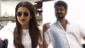 Trisha Krishnan Turns Heads in Casual Denim and White Tee at Vijay’s Jana Nayagan Screening
