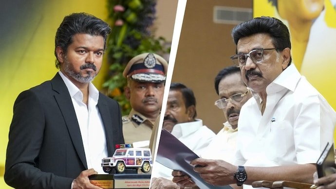 Tamil Nadu Chief Minister Vijay and MK Stalin