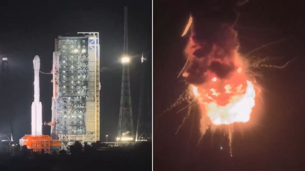 The Long March 7A rocket was carrying the ChinaSat-4B satellite when the incident unfolded.