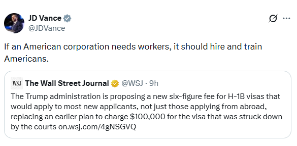 US Vice President JD Vance defended the proposed move, saying, "If an American corporation needs workers, it should hire and train Americans."