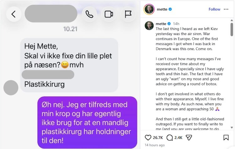 In a long caption, the Danish PM said she heard air sirens during her recent visit to Kyiv in Ukraine and that wars continue in Europe, but the very first message she got once back in Denmark "was this one".