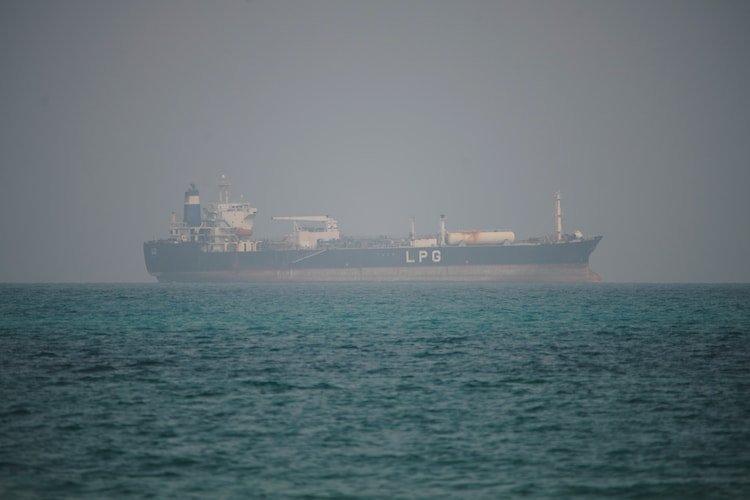 An LPG (liquefied petroleum gas) tanker sails in waters north of the Bab el-Mandeb Strait.