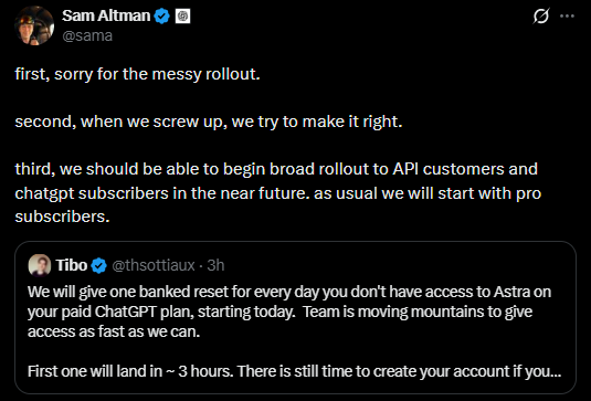 OpenAI CEO Sam Altman wrote on X