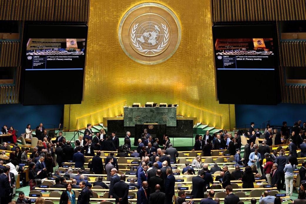 Delegates arrive to the 81st session of the United Nations General Assembly at the UN Headquarters in New York on Tuesday.