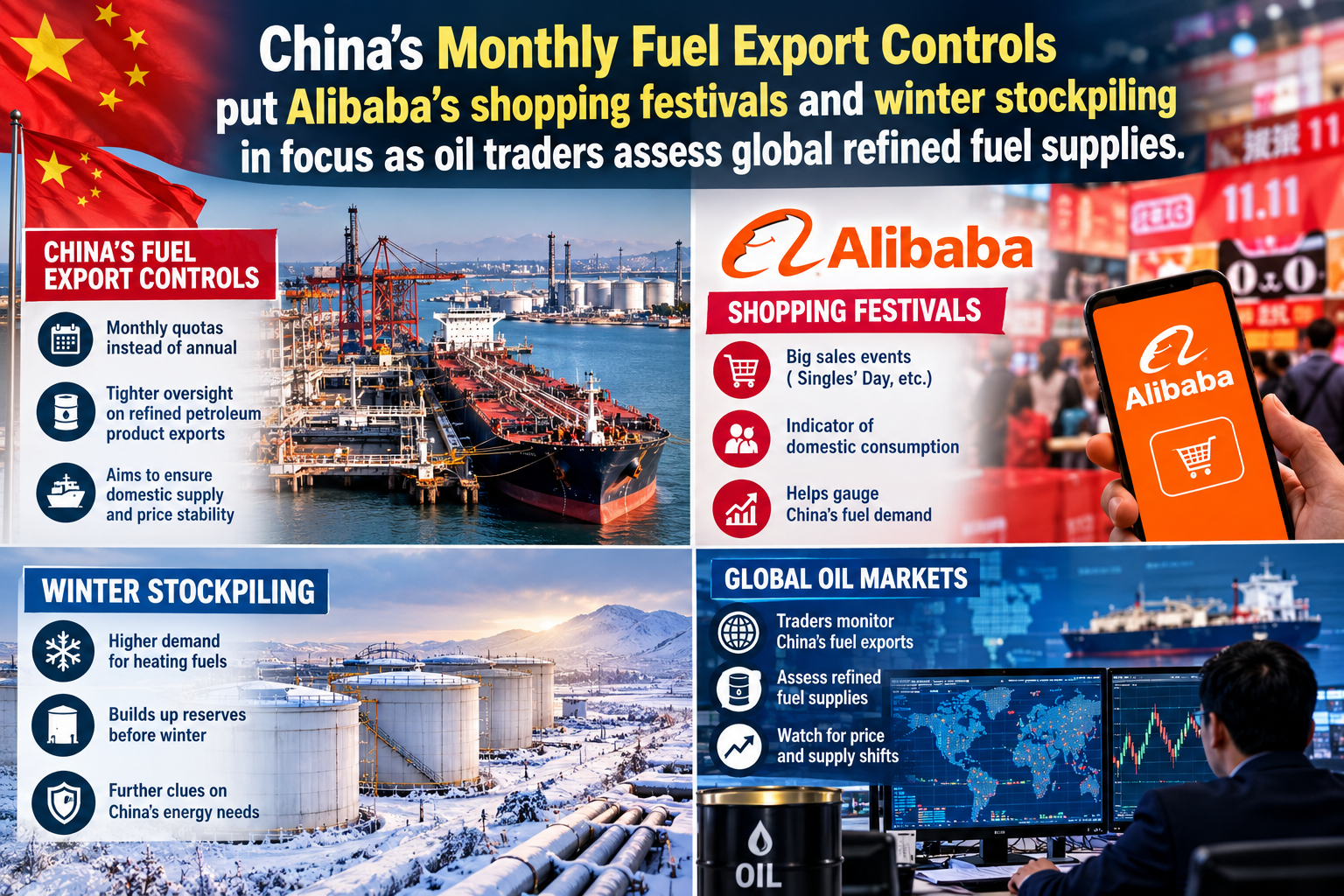 China Fuel Export Controls Put Alibaba in Oil Market Focus